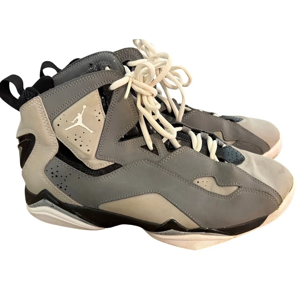 Jordan True Flight Cool Grey Black White Basketball Shoes 342964-025 Mens 9